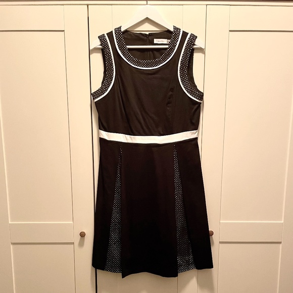 Calvin Klein Black & White Short Sleeve Party Dress Size 12 - Picture 1 of 7